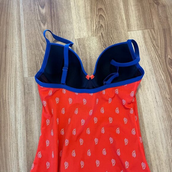 Boden Red Blue Underwire Summer Beach Vacation One-Piece Swim-Suit Sz 36C - Picture 10 of 11